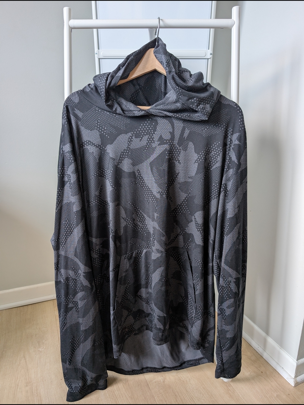 Charcoal Gray Camo Hooded Pullover